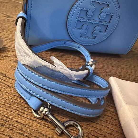 NWT! NEW! Tory Burch Ella Blue Azure Bio Mini Tote Crossbody - Picture 11 of 11